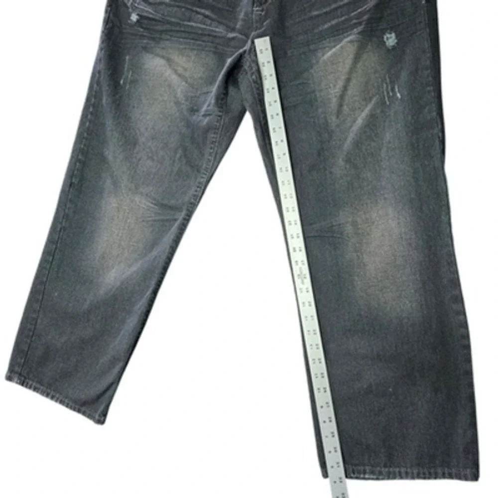 Xtreme Couture Men's W46xL32‎ Relaxed Fit Jeans Dark Gray Distressed Embroidered